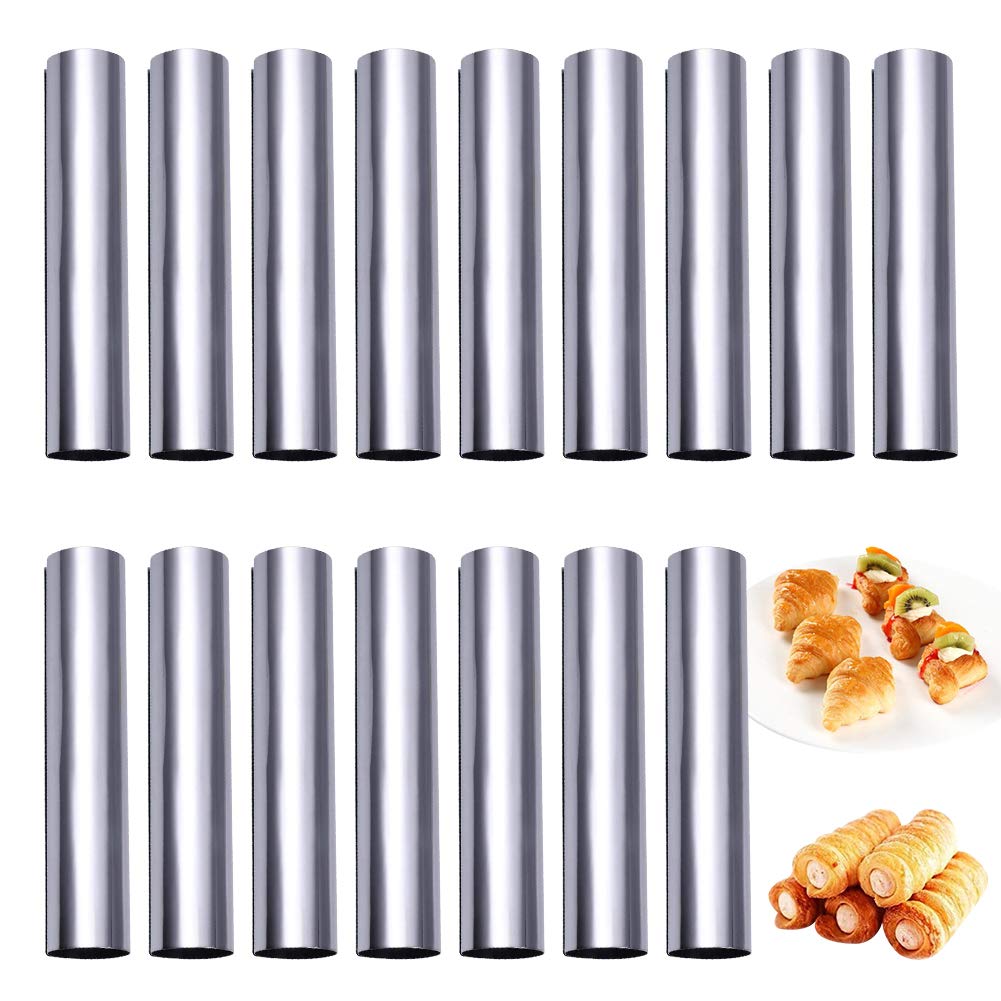 Kit 14 Moules à Cannoli En Acier Inoxydable - Tubes à Pâtisserie Pour Cornets, Croissants, Crème, 12.5 Cm