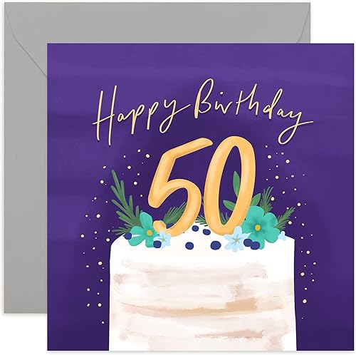 Old English Co. Tarjeta de pastel de feliz cumpleaños 50  Tarjeta floral de cumpleaños quincuagésimo para mujer  Tarjeta de cincuenta para mamá, disponible en Yaxa Costa Rica