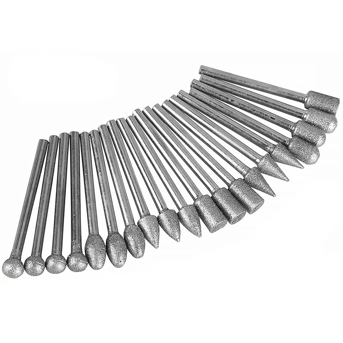 SagaSave Stone Carving Set Diamond Burr Set 20 Pcs 120 Grit Diamond Grinding Heads 3mm Shank Diamond Grinding Head for Grinding, Engraving, Polishing, Hollowing