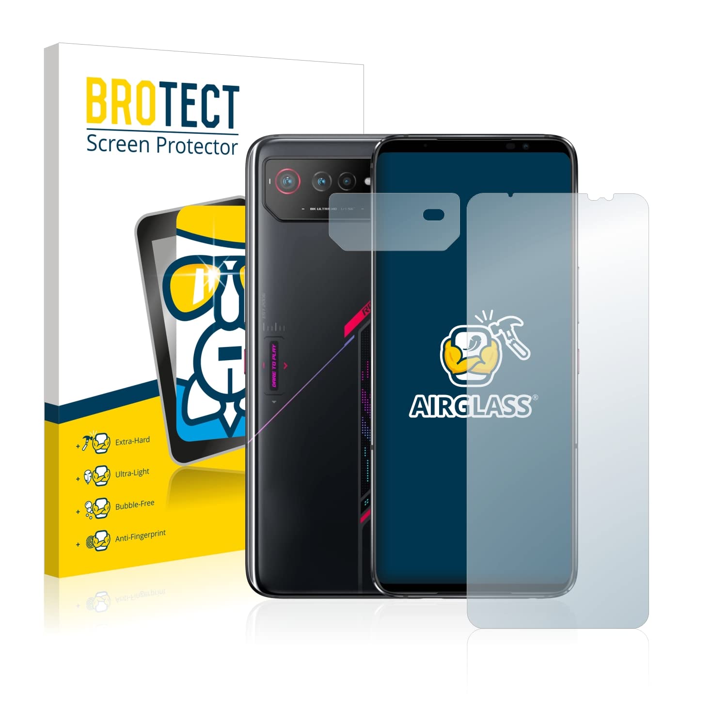 Brotect AirGlass Pellicola Protettiva In Vetro Ibrido Per ASUS ROG Phone 6 (Fronte + Fotocamera) – Durezza 9H, Trasparente, Anti-impronta - 4