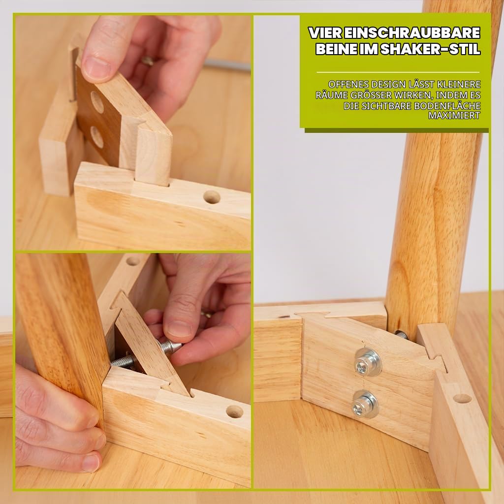 Nicholas Winter Quadratischer Esstisch aus Holz - 90cm x 90cm - Natürlich - 1x 4 Sitzer Klein Rustikal Küchen Esszimmer Massivholz Gummibaumholz Abendessen Bistro Möbel mit 4 Beinen