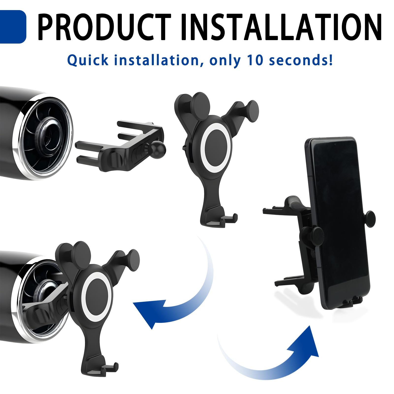 Supporto Universale Per Cellulare Camecho – Aggancio Alla Griglia Di Ventilazione Dell'auto, Rotazione 360° - Foto 4