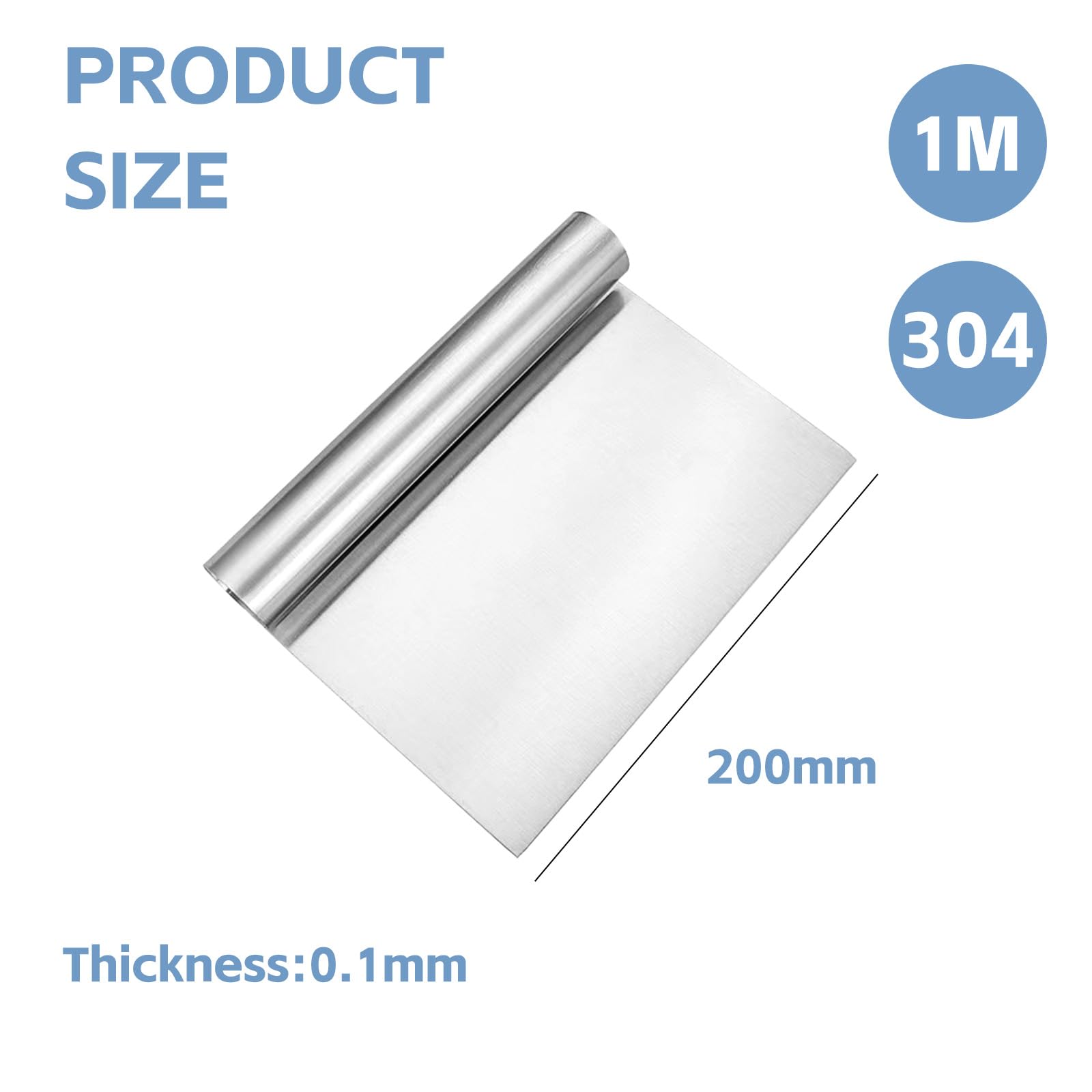 Rolka folii ze stali nierdzewnej 304 o grubości 0,1 x 300 x 1000 mm do projektów rzemieślniczych, naprawy maszyn przemysłowych, ochrony powierzchni