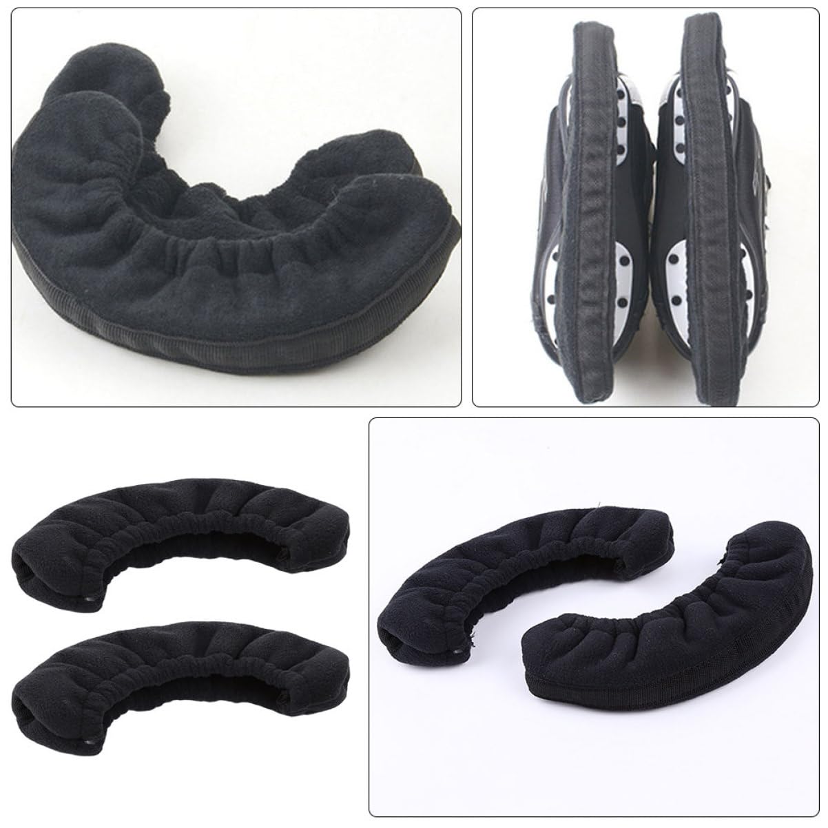 Milisten Eishockey Schlittschuh Kufen Schutzbezüge Schwarze Weiche Kufenstrümpfe Mikrofaser für Schlittschuhe Einfach zu Reinigen und Langlebig zum Schutz Ihrer Schuhtaschen