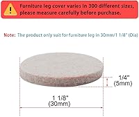 Vista 2 de uxcell 50 almohadillas redondas para muebles, 1 18 pulgadas, autoadhesivas, antideslizantes, antiarañazos, fieltro, protector de pisos, beige