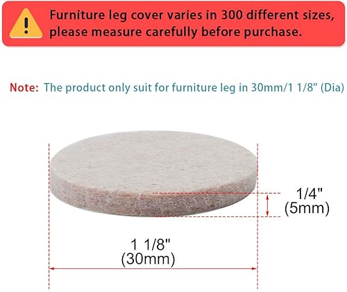 Miniatura 2 de uxcell 50 almohadillas redondas para muebles, 1 18 pulgadas, autoadhesivas, antideslizantes, antiarañazos, fieltro, protector de pisos, beige