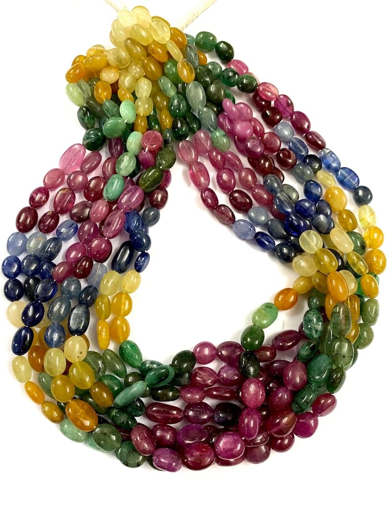 Perles ovales saphir naturel 7mm pour fabriquer vos bijoux d'été