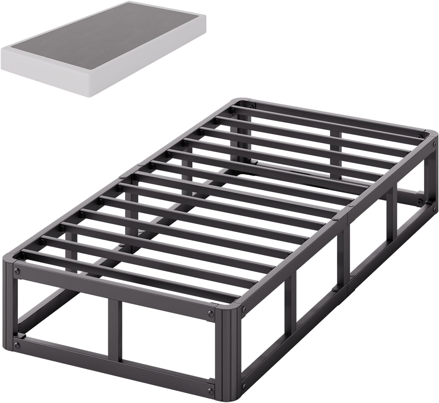 Askeld 9 Inch High Twin Box Spring, Low Bed Frame with
