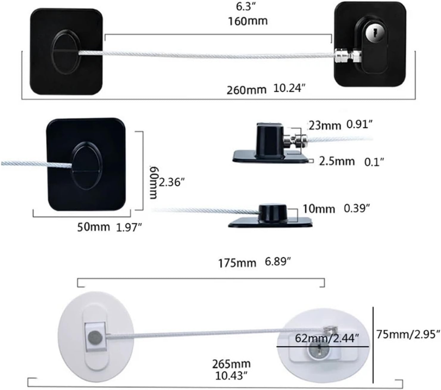 Safety Lock Safety Lock Window Refrigerator Open Safety Cable Door Lock Safety Protector Protection Lock 1Pcs(A)