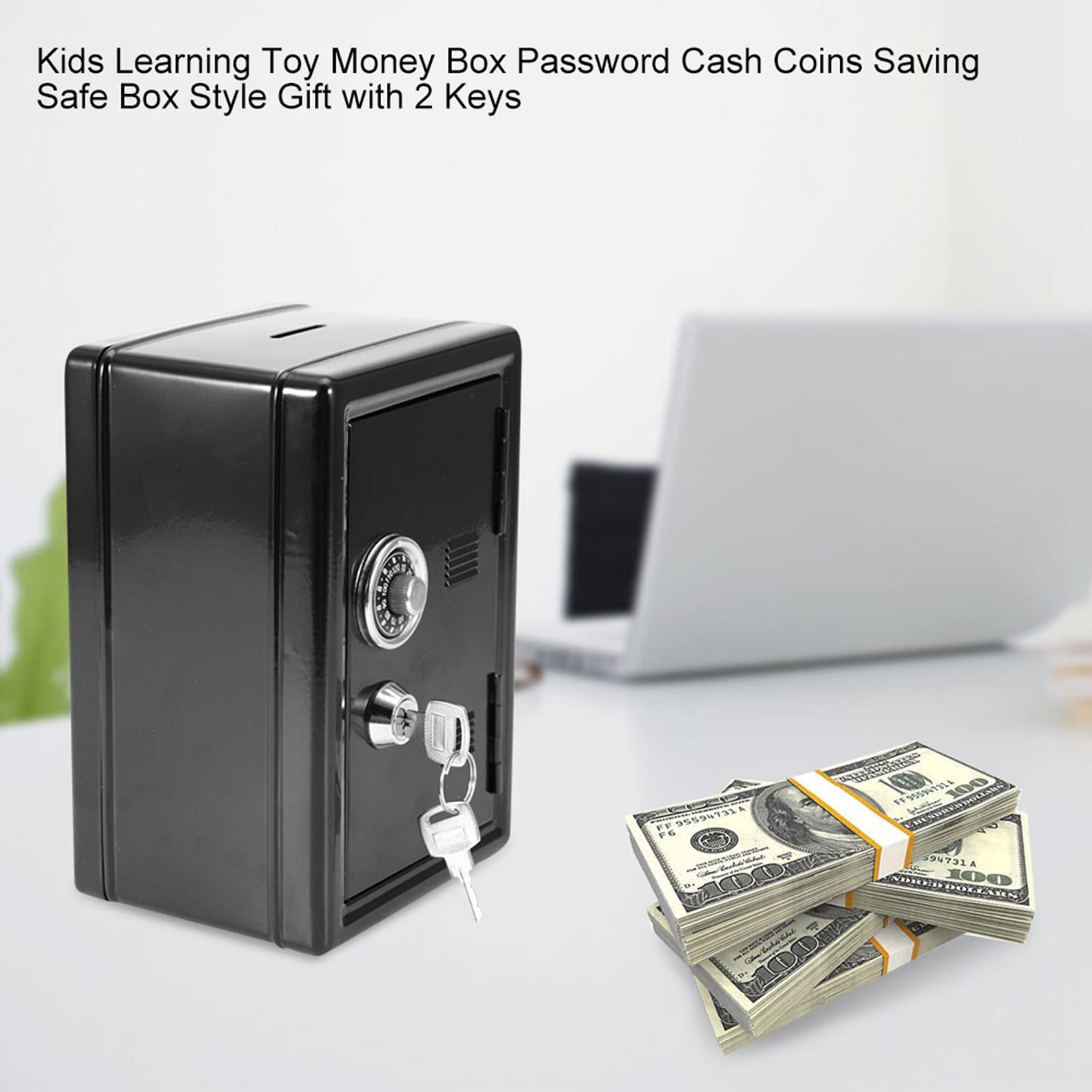 Gsycle Metal Piggy Bank for Kids Electronic Unbreakable Metal Money Bank for Cash Saving Kid Safe Piggy Bank Code Lock with Password and 2 Keys for Boys Girls(Black) - Image 2