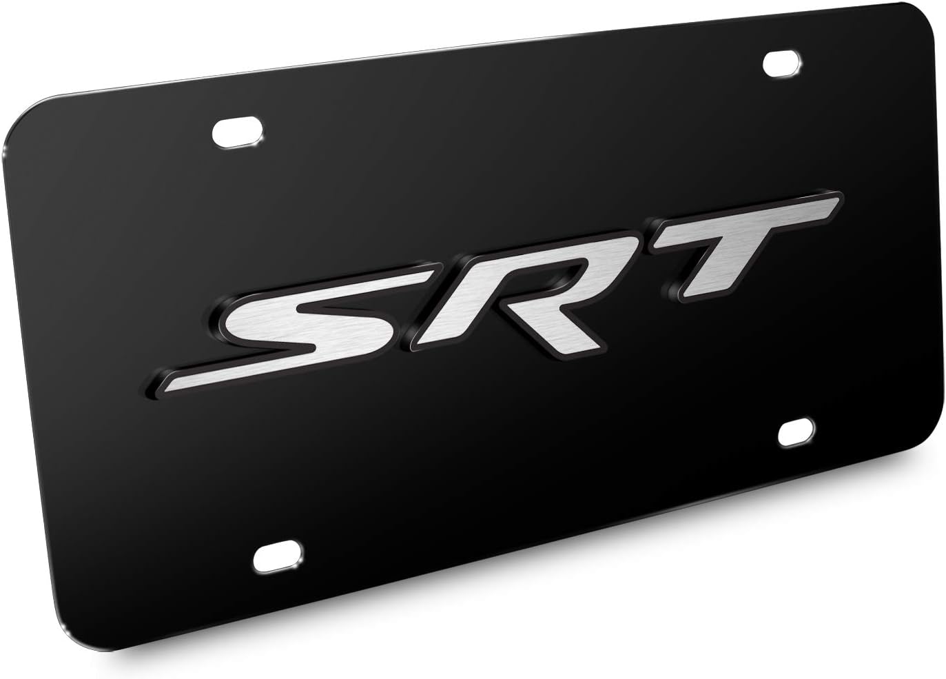 iPick Image for SRT 3D Logo Logo on Chrome Stainless Steel License Plate for Dodge Jeep - Official Licensed