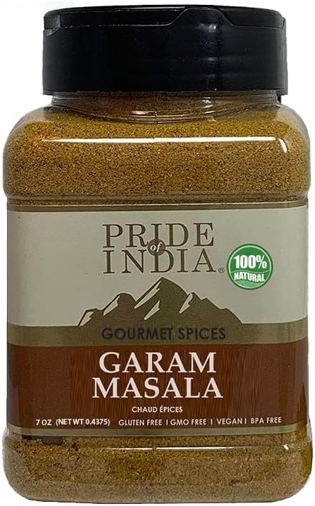 – Pride of India - Garam Masala Ground – Warming Spice Blend for Variety of Dishes – Flavorful Mix for Curries and Pilafs – Easy to Use - 8 oz. Medium Dual Sifter Bottle – Ideal for Non-Veg & Veg Dishes
