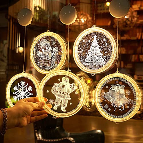 IWTBNOA Weihnachten Dekorative Fenster Licht Warmweiß, Hängend Fensterlicht Batteriebetriebene, 3D Hängende Lichter, Weihnachtsbeleuchtung… – Ansicht 3
