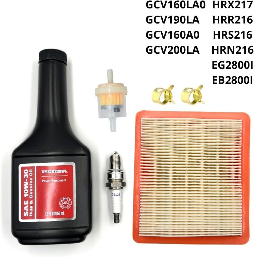 TUNE UP KIT FOR GCV160LAO GCV170 GCV190LA GCV200LA GC190LA GC160 GC190 LAWN MOWER HRR216 HRS216 HRX217 HRX217K2 EB2800I EG2800I MOTOR OIL FUEL FILTER SPARK PLUG AIR FILTER replace 17211-Z8B-901