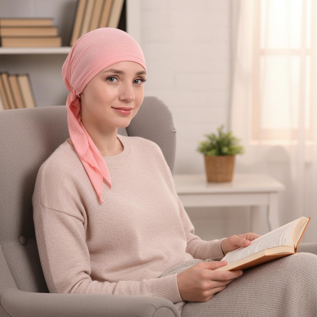 Pre Tied Chemo Head Scarf for Women - Slip On Bandana Headwrap Caps Cancer Turban Sleep Hair Cover Hat image 5