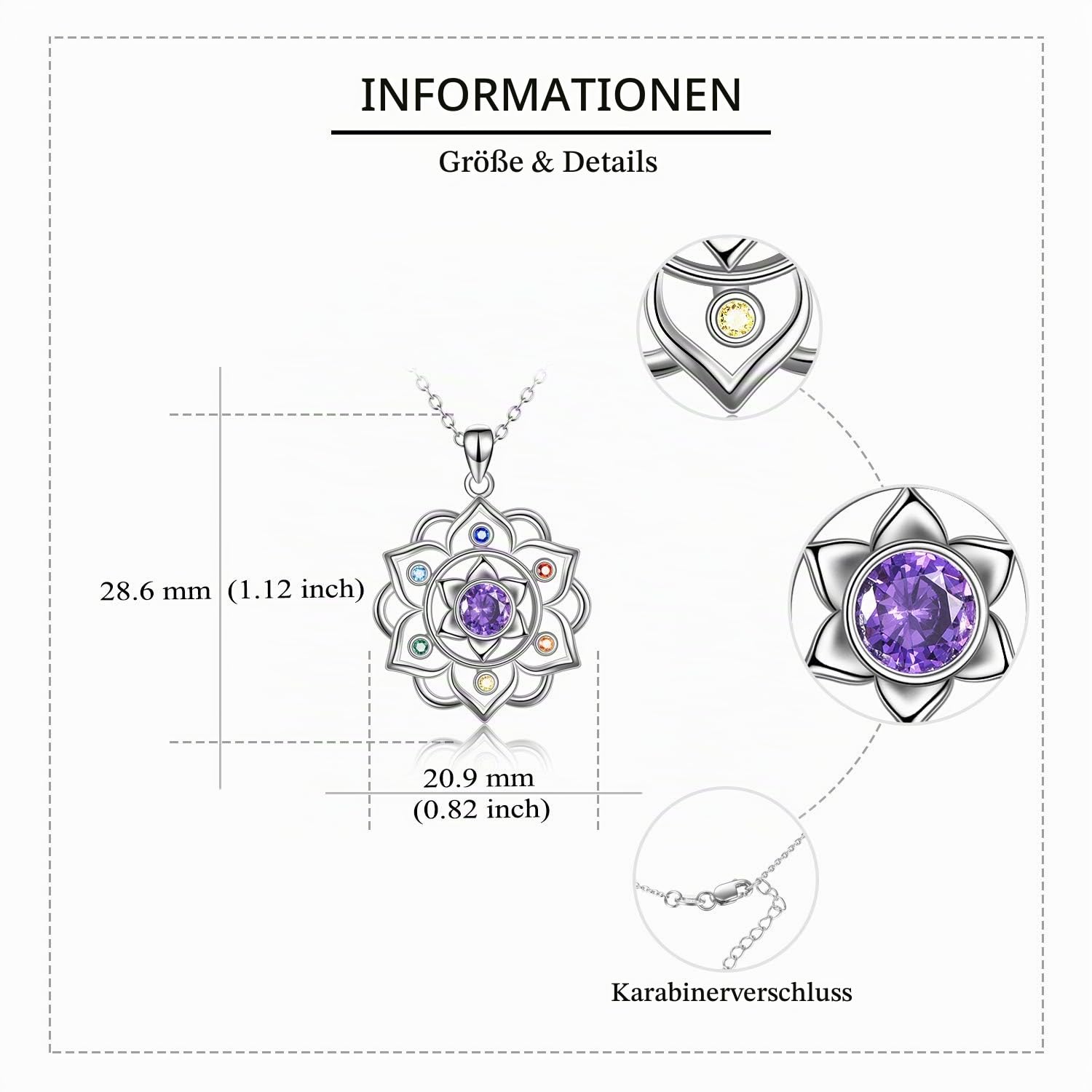 YAFEINI Lotus Halskette 925 Sterling Silber Mondstein Anhänger Halskette Yoga Lotus Schmuck für Frauen