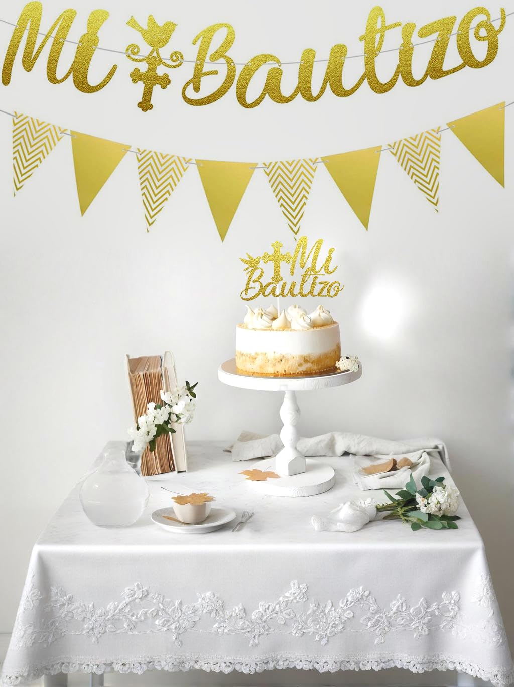 Christening Decorations for Boys Christening Banner, Baptism Cake Topper - Image 3