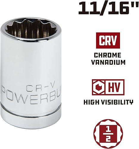 Miniatura 2 de Powerbuilt 642303 1/2" Dr. 12 Pt. SAE Socket estándar, 11/16"