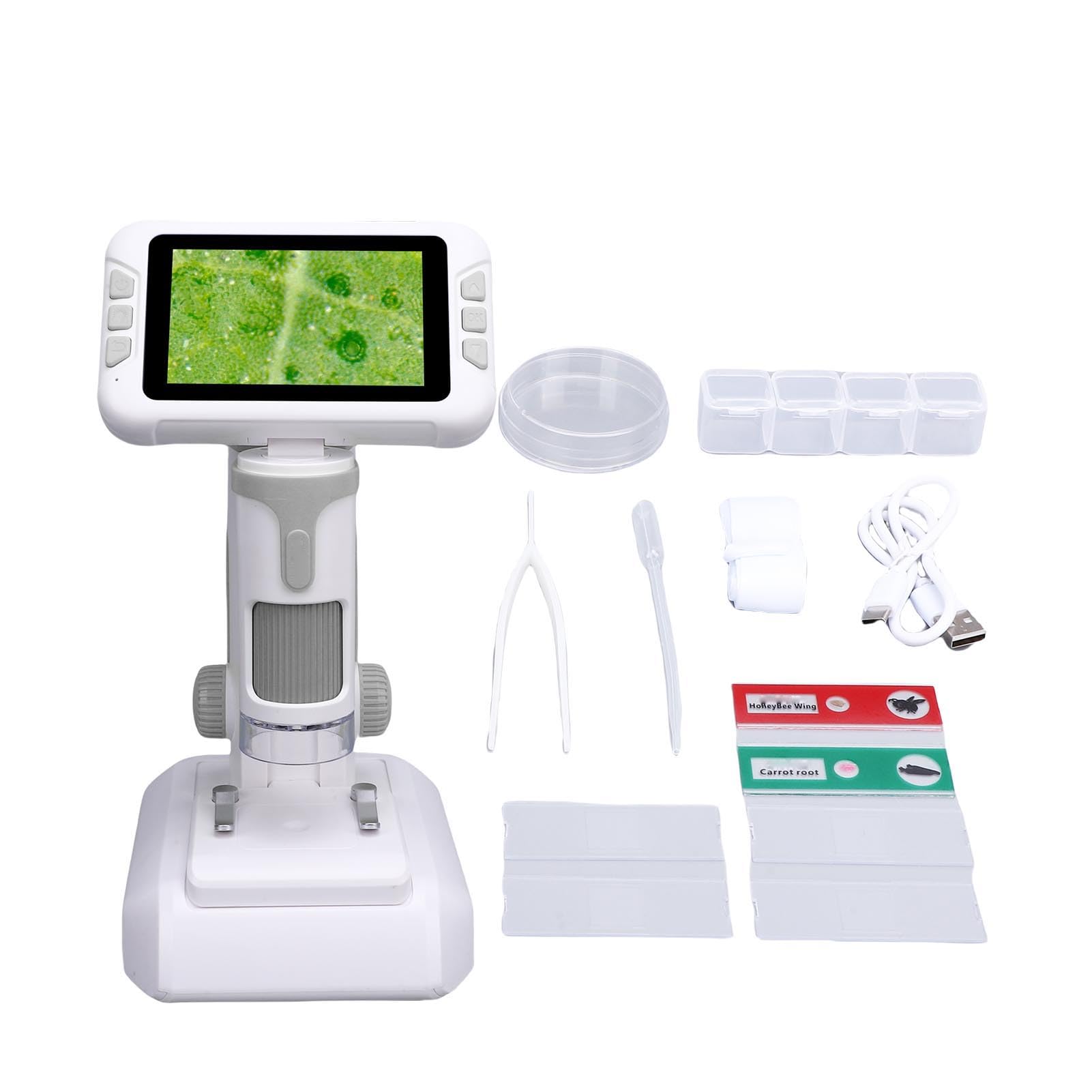 Naroote Microscopio Portátil Digital de Mano 1600X con Pantalla de 4 Pulgadas y Luz LED, Kits de Ciencia para Niños, Lupa de Laboratorio de Ciencias Educativas y de Aprendizaje para Niños de 6 a 12