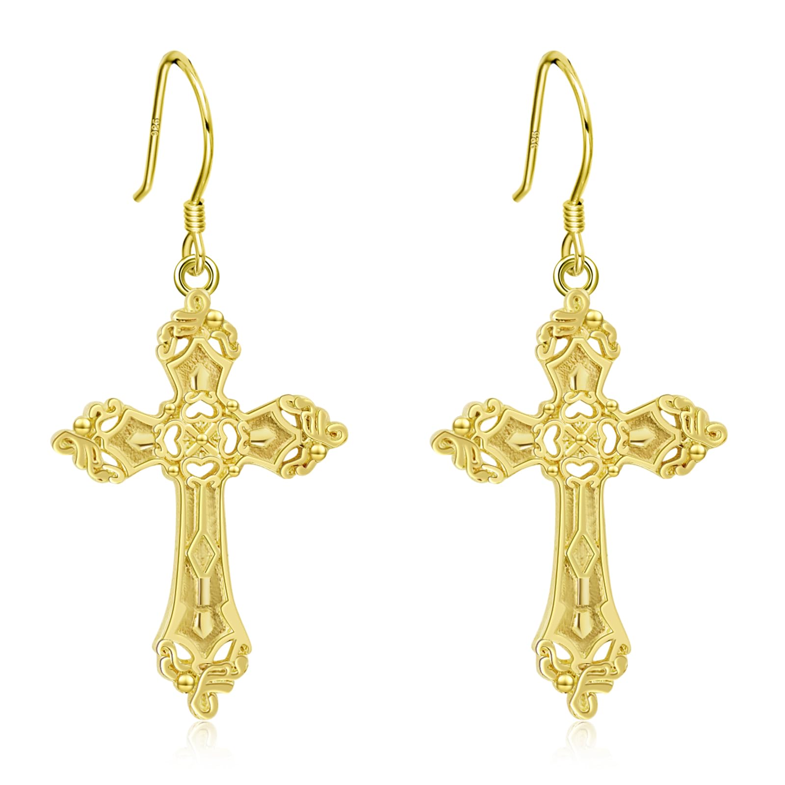 ToHeart Gold Cross Hoop Earrings for Womens Minimalist Gold Earrings Dangle Elegant Hypoallergenic Gifts
