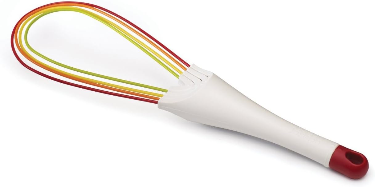 Joseph Joseph Twist Whisk 2-In-1 Balloon and Flat Whisk Silicone Coated Steel Wire, 11.5", Multicolor