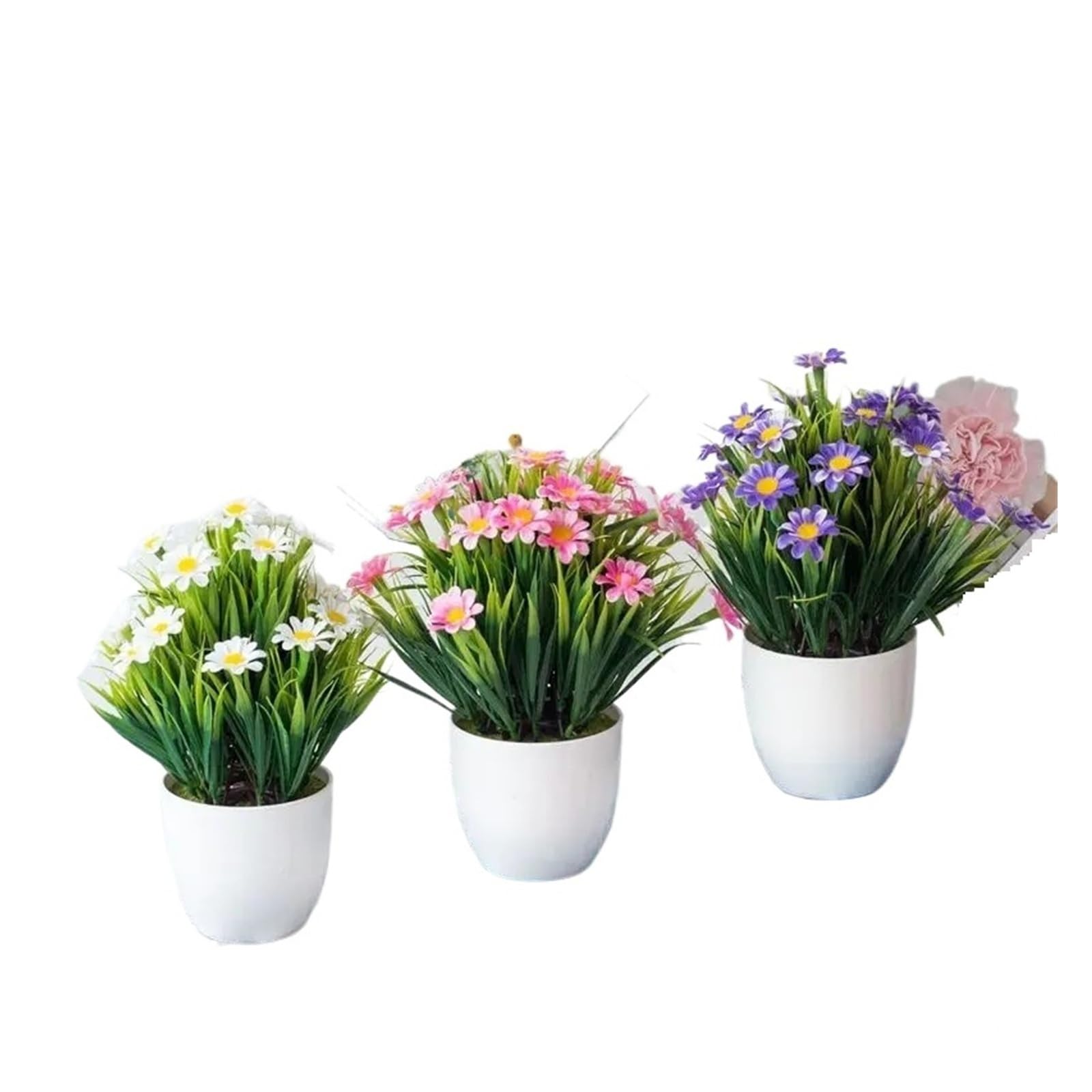 AEJHSIN Artificial bonsai Artificial Plants Fake flower Bonsai Small Tree Pot Flowers(Chuncaojuhua white)