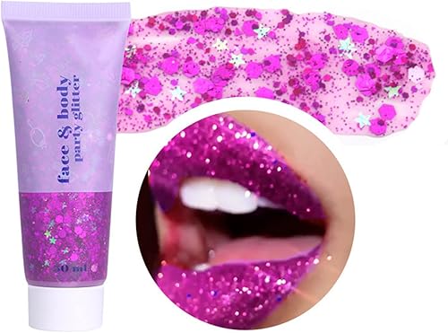 MAEPEOR Gel con purpurina para rostro y cuerpo, 14 colores, lentejuelas de sirena, gel de purpurina corporal holográfica gruesa, maquillaje corporal