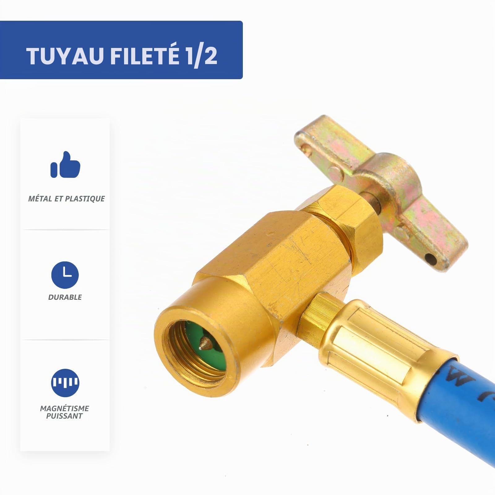 FAVOMOTO Tuyau de remplissage de liquide frigorigène pour voiture R134a R134a - Tuyau de recharge pour réfrigérant avec raccord 1/2" R134a R12