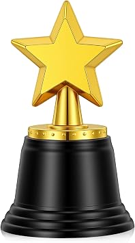 Mini Star Trophy Awards, 4.5 Inch Plastic Star Trophies for Party Favors, Small Gold Stars Trophies Awards for Winner Competitions Rewards, Game Prize for Sports Events, Teachers Kid Classroom