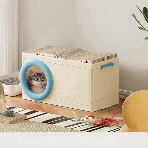 猫 ハウス ペットハウス 猫爪とぎダンボール付き キャットハウス ペット用収納ボックス 猫用おもちゃ収納ケース 2段式 透明窓付き収納棚 収納ボックス 2点/3点セット 猫の缶詰収納 ペット用品 猫用 つめとぎ ダンボールハウス 猫ベッド 猫ソファー経済