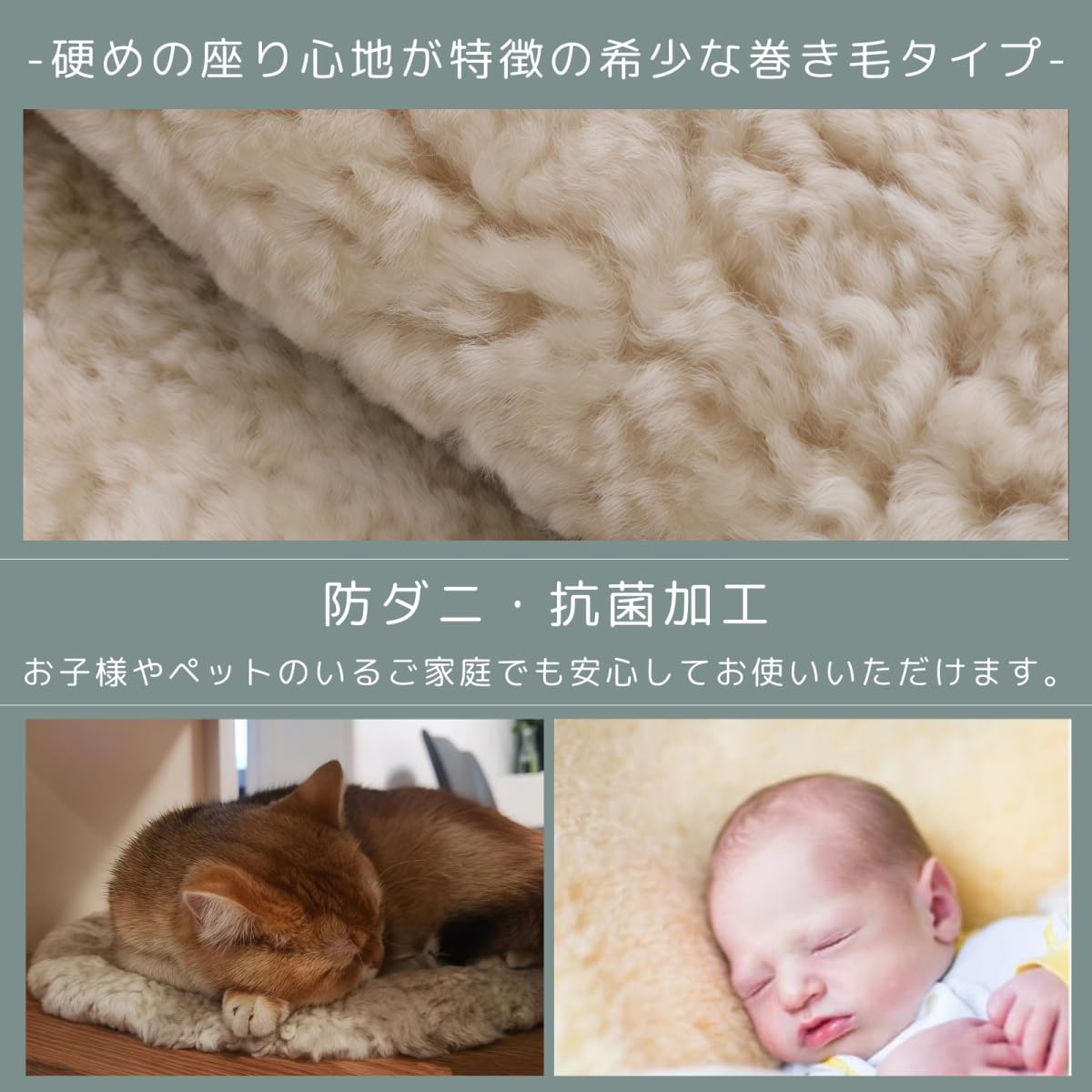 Amazon | MIMIER ムートンクッション 天然ムートン 座布団 短毛 巻き毛