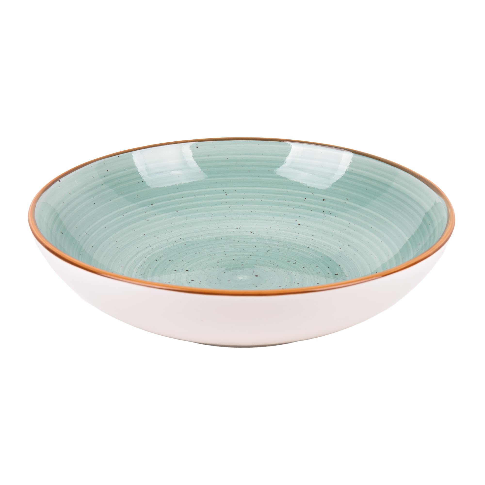 Cofan Vajilla de cerámica color verde agua pintada a mano | Set de 16 piezas | Apta para lavavajillas, microondas y horno