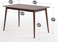 Vista 3 de Zinus Jen 47 Inch Wood Dining Table/Solid Wood Kitchen Table/Easy Assembly, Espresso