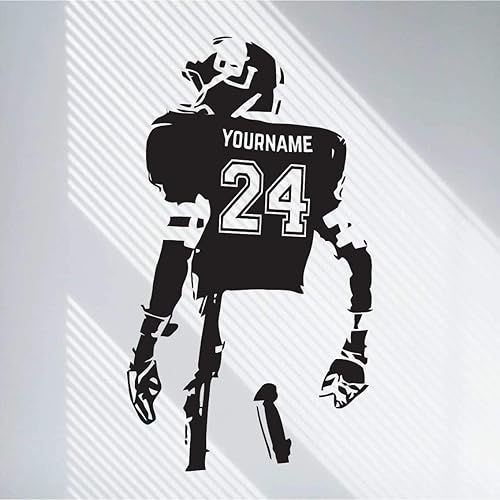 Calcomanía de pared personalizada de fútbol  Elige tu nombre  Números personalizados camisetas de jugador  Adhesivo decorativo para dormitorio de