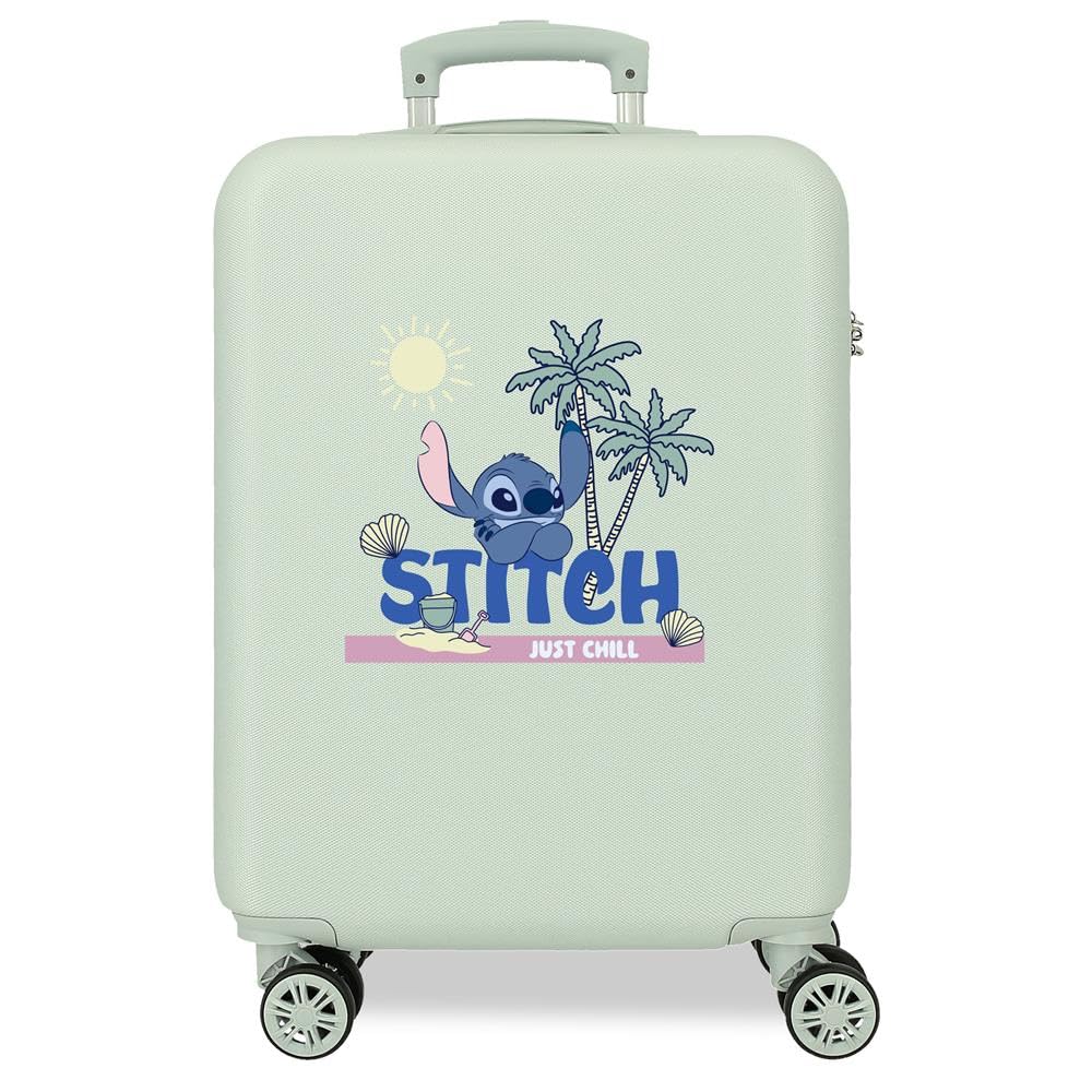 Joumma Disney Stitch Just Chill walizka kabinowa zielona 38 x 55 x 20 cm sztywny 2 kg zamek szyfrowy z boku ABS 2 kg 35 l bagaż podręczny, Zielony, Talla única, walizka kabinowa