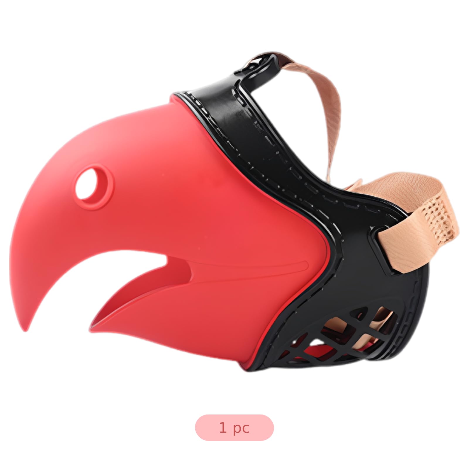 Muserolle pour Chien Bec de Perroquet Taille 7, pour Chiens 33,1 à 44,1 LB, réglable pour Limiter Les mordillements, Les aboiements et la Mastication, Noir Rouge, élastomère Souple, 15,7 x 5,1 x 4,7