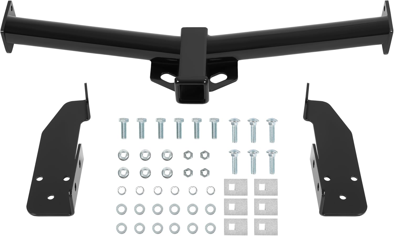 Kojem Class 3 Trailer Hitch Compatible with 2000-2014 Ford E150 E250 Econoline E350 E-350 Super Duty E-150 E-250 2” Tow Hitch Receiver Round Tube Frame Powder Coated Black