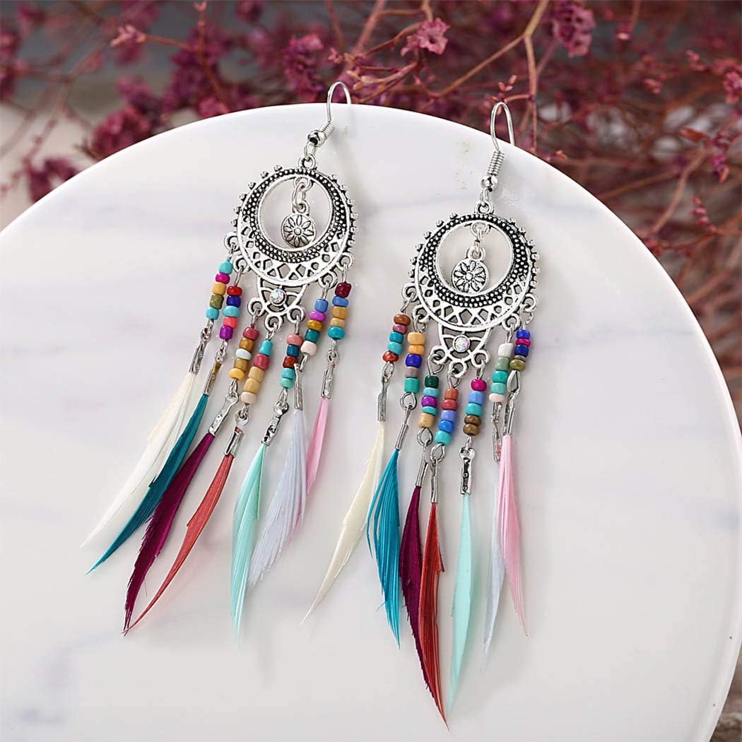 Bohemian Earrings Set Tree of Life Feather Tassel Nigeria Ubuy