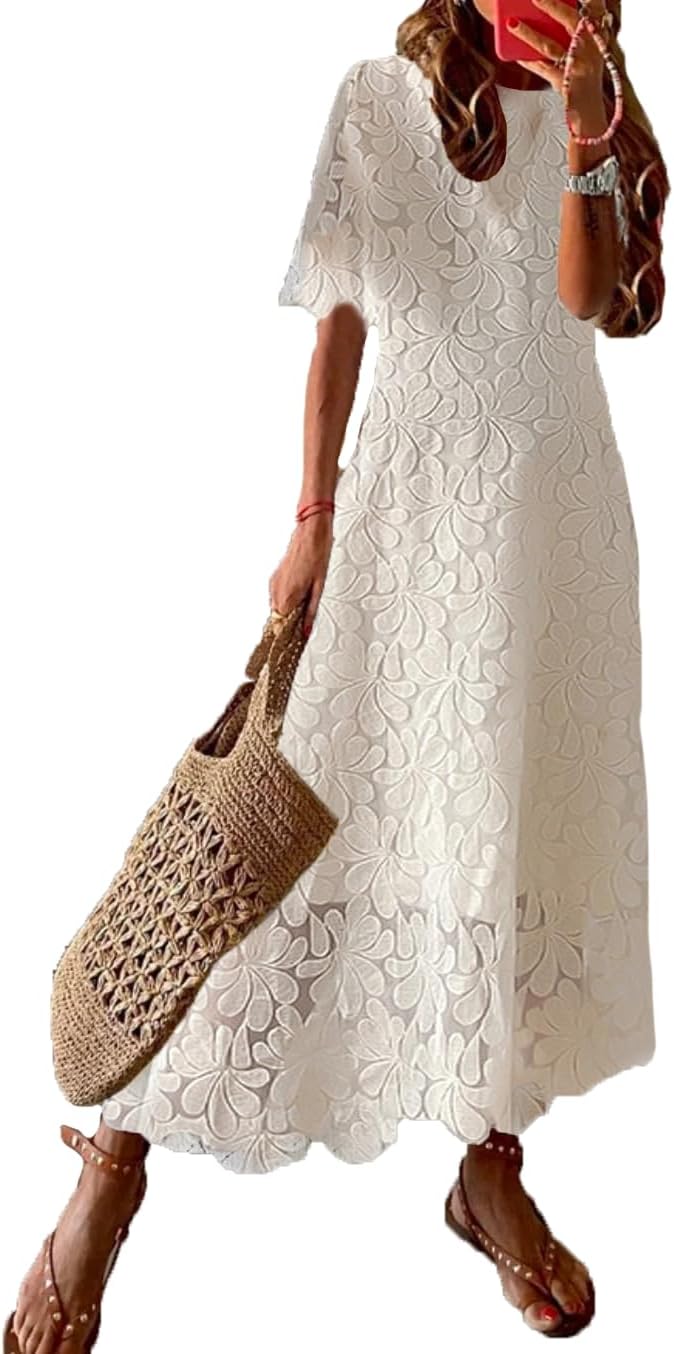 princess polly baby blue dress Vintage 1990s Women’s Cotton Lace Trim Midi Cream Ivory Dress Boho Romantic