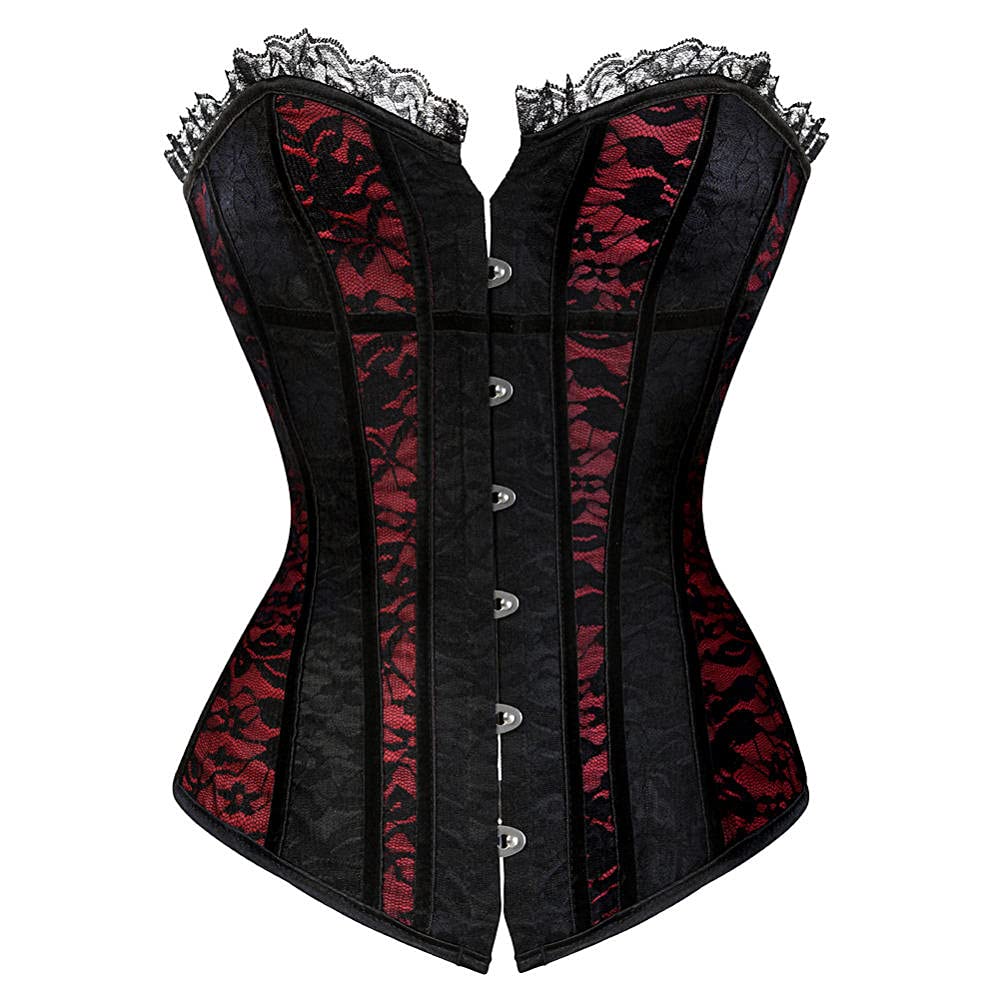 Corsetto In Raso Nero Con Reggicalze Removibili Sexy Bustino Stringato - Foto 4