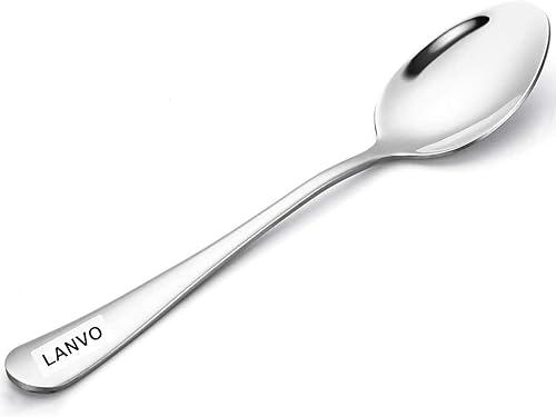 LANVO Cucharas de sopa de acero inoxidable de 7.5in, cucharadas de caldo de 7.5in, cucharas de caldo, resistentes, duraderas y aptas para