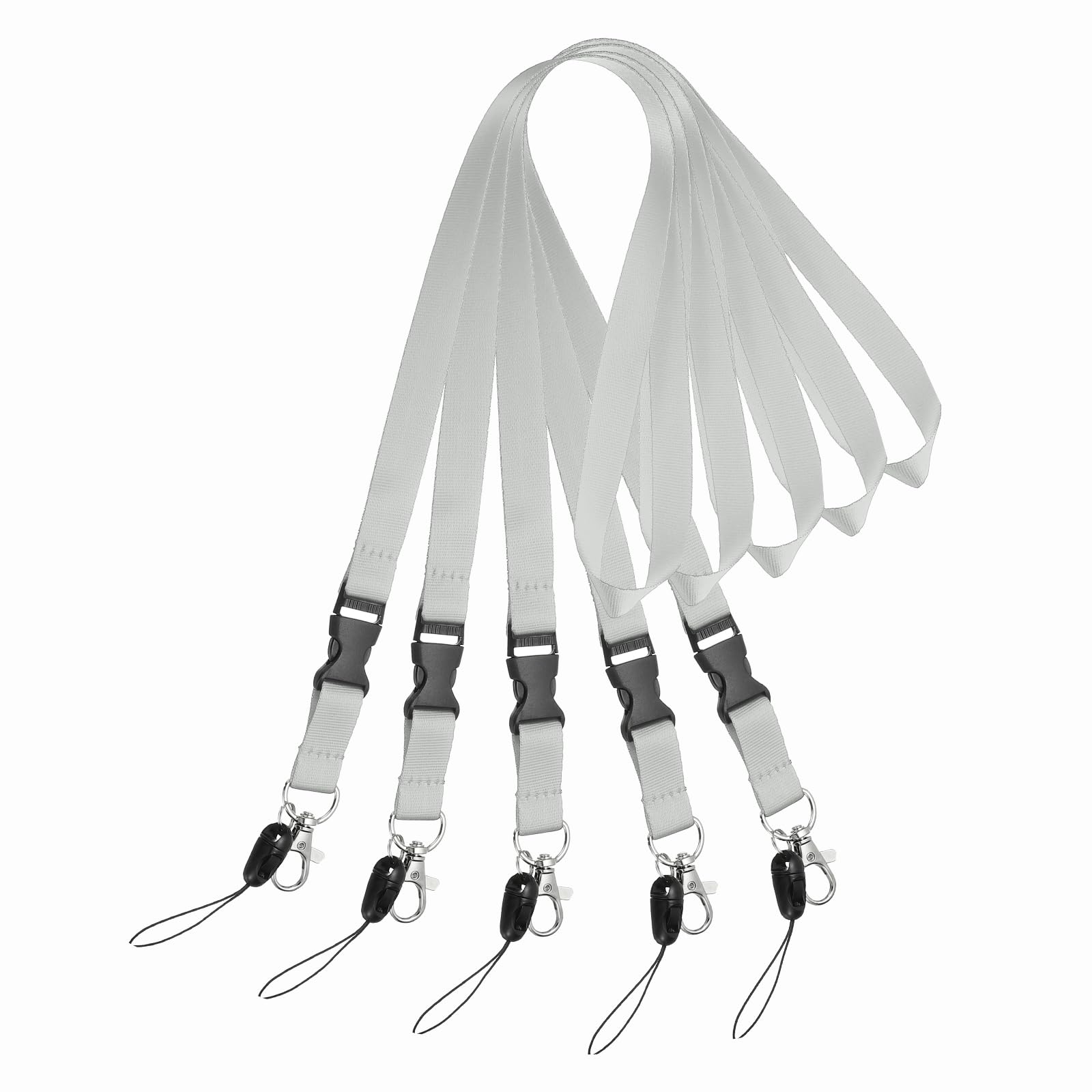 PATIKIL 5 Pack Gray Lanyards for Keys, Cool Breakaway Lanyard for Men, ID Badges Holder Straps with Lobster Clasp Keychains for Teachers Office Staff