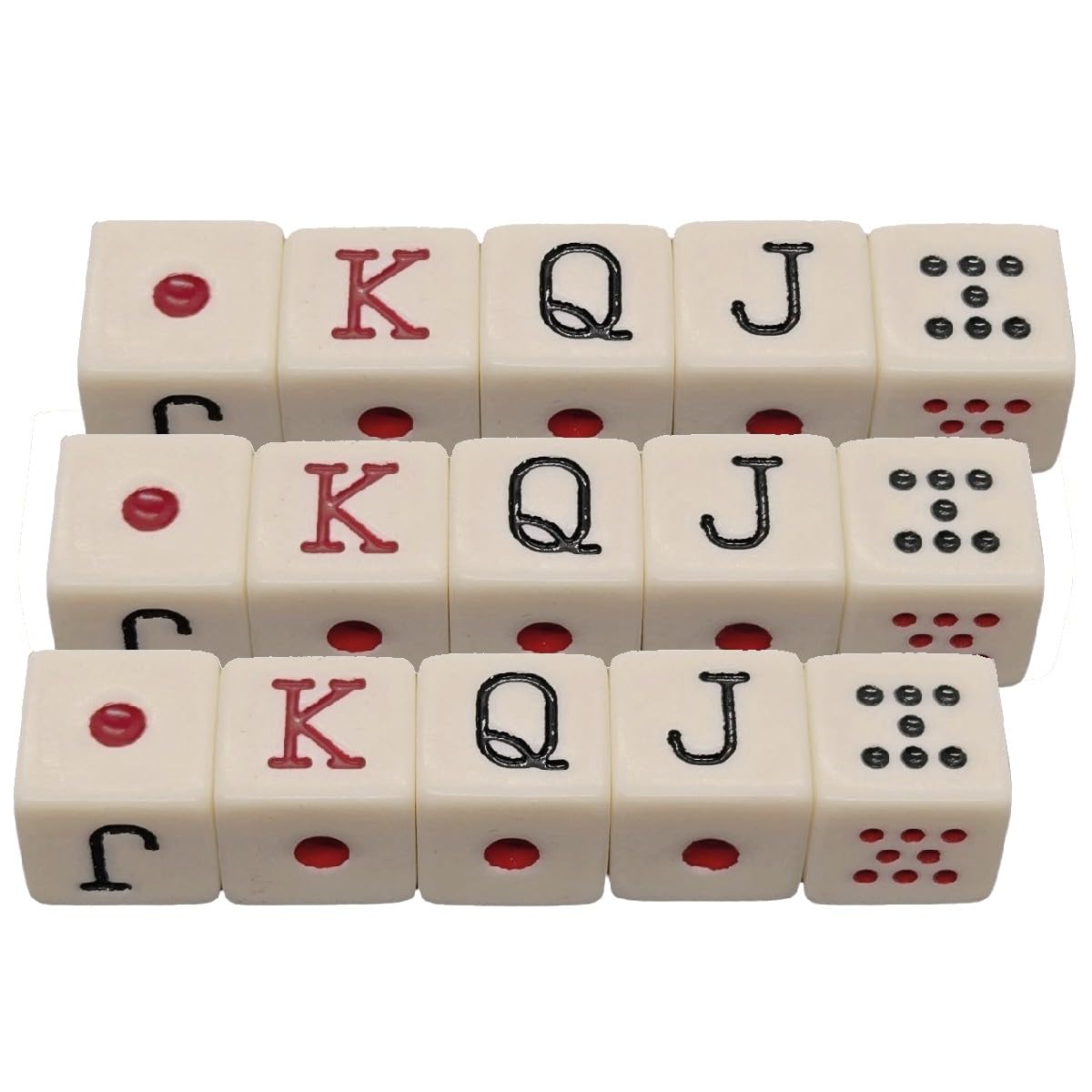 Cyber-Deals Würfelbecher aus schwarzem PU-Leder mit rotem Filzfutter und spanischen Poker-Würfeln in Aufbewahrungstasche, Set (3 Sets)