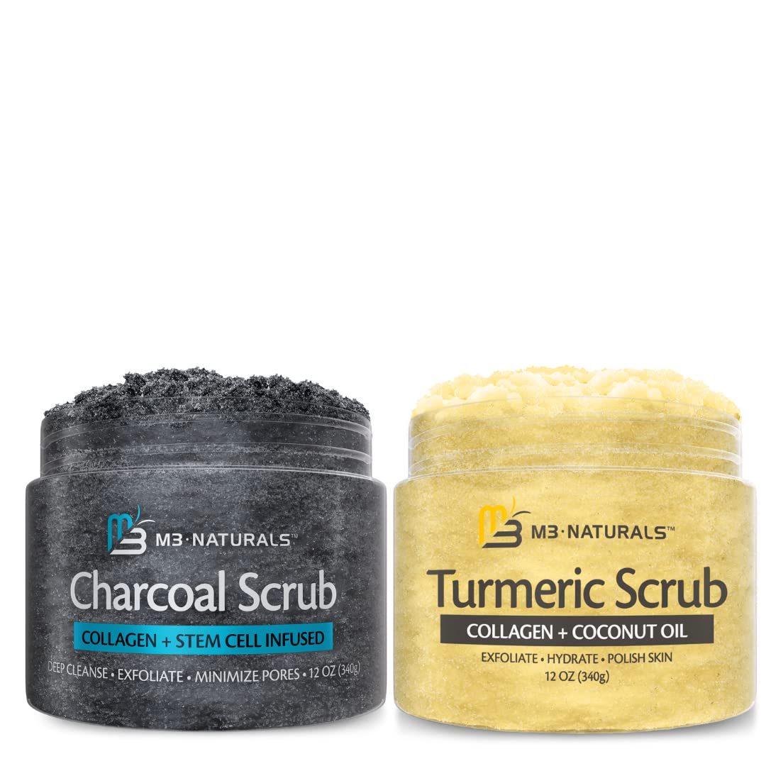 Amazon.com : M3 Naturals Charcoal Body Scrub and Turmeric Body Scrub ...