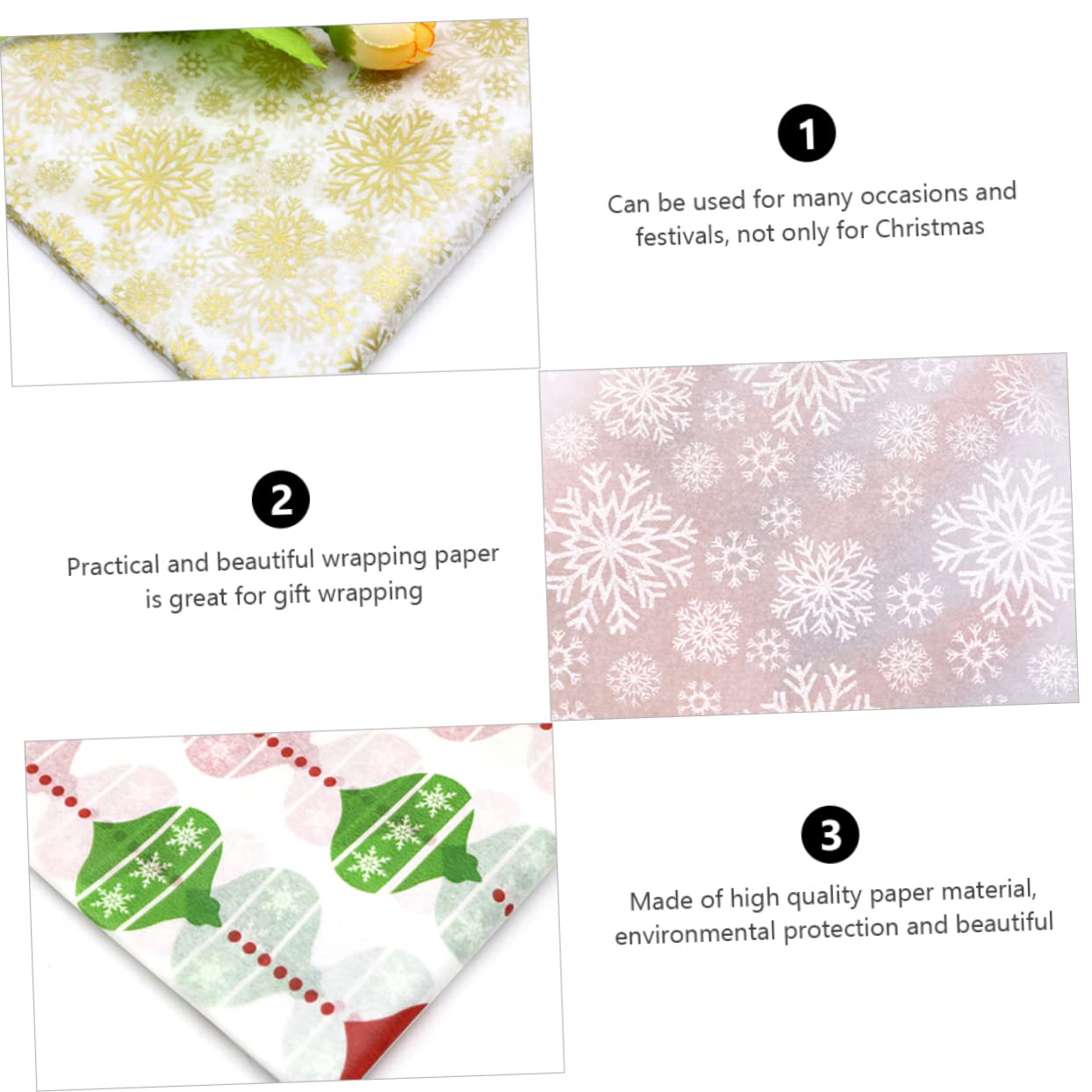 FRCOLOR 150 pièces de papier pour poire de Noël, cadeau de fleurs, papier d'emballage, papier d'emballage cadeau pour Noël, papier Sydney x66