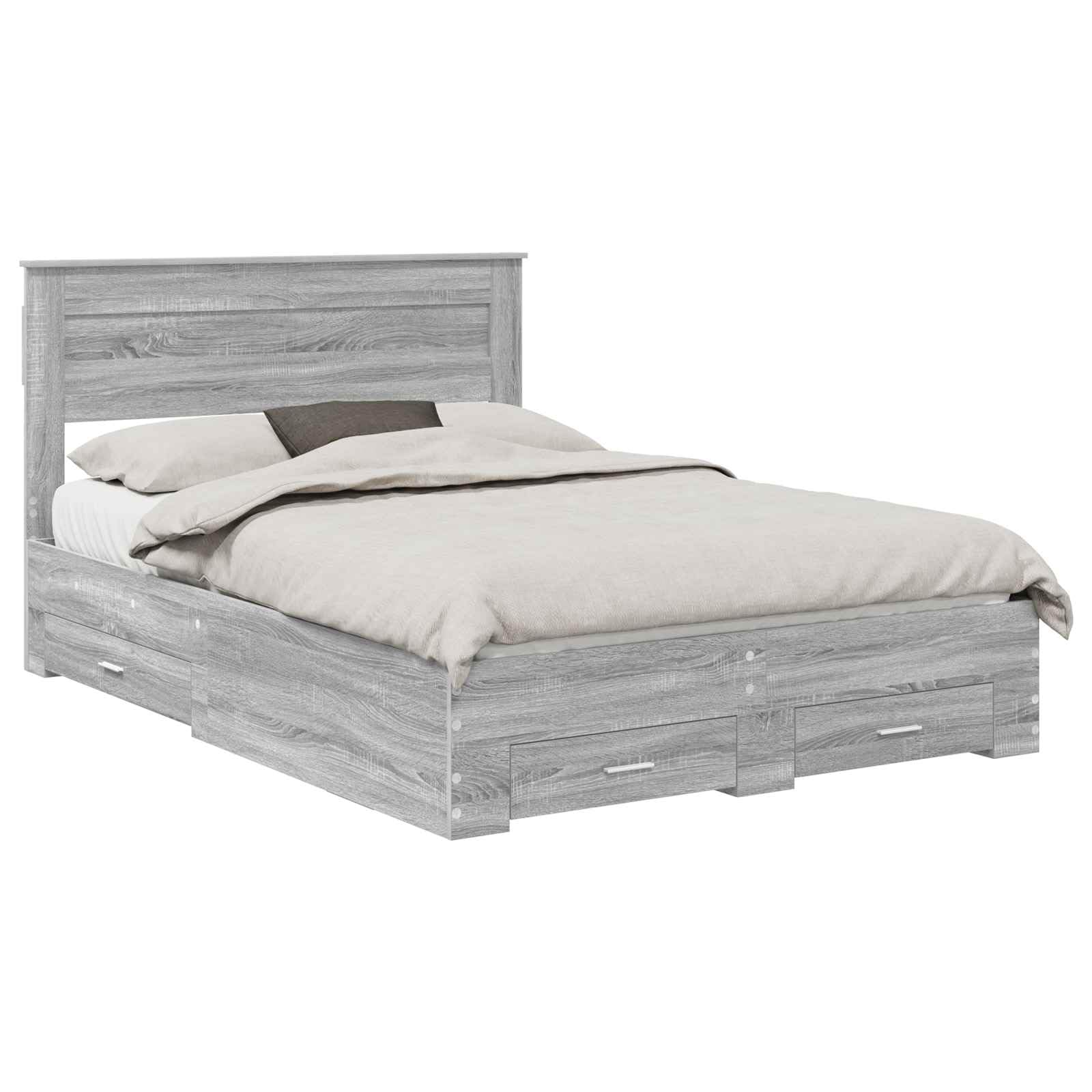 vidaXL Estructura de Cama con cajón Gris Sonoma 140 x 190 cm