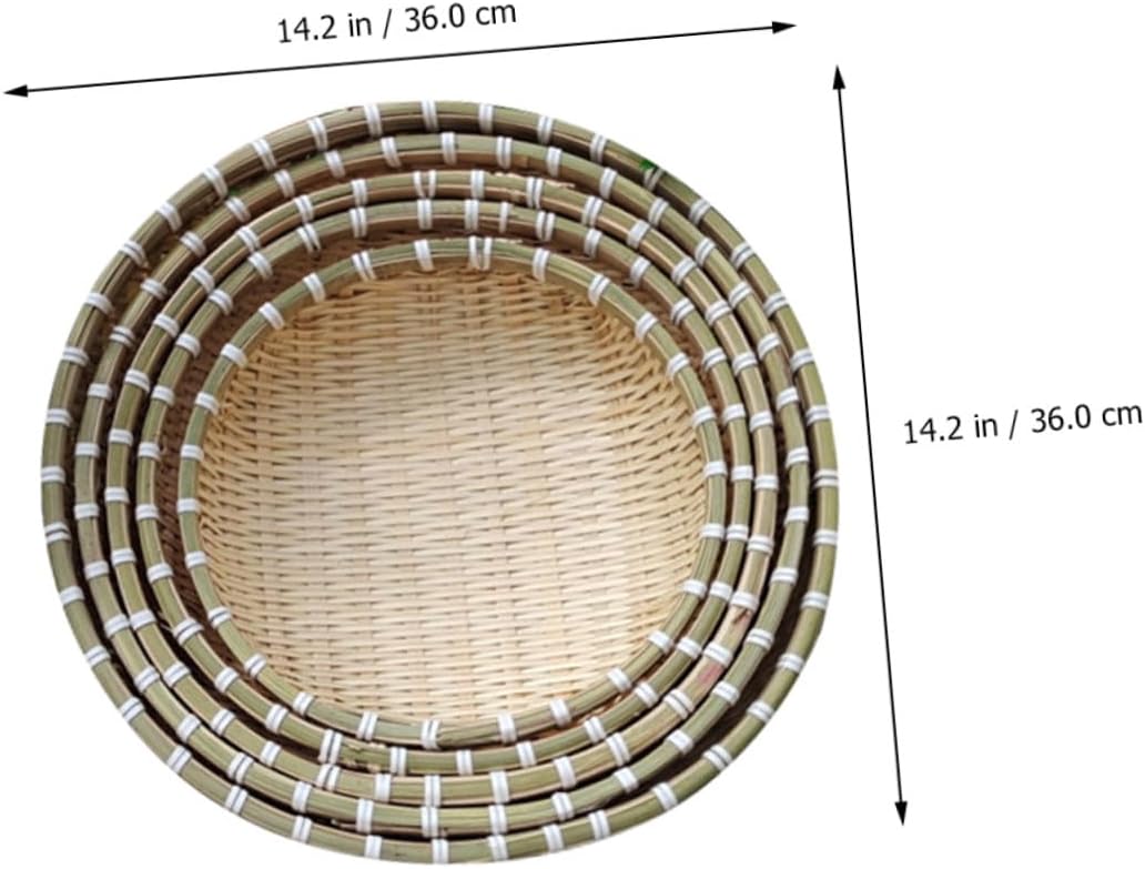 ibasenice Bun Storage Basket Set of 5 with Drainage for Kitchen Fruit Vegetable Bread Storage, Natural Woven Basket for Home Food Preparation and Serving