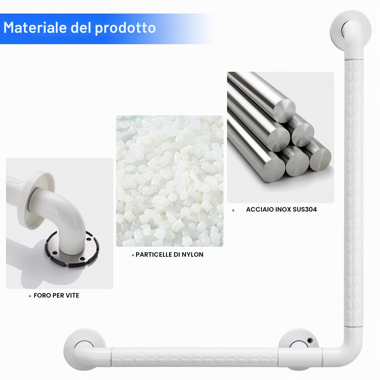 Maniglione da Bagno, Maniglione Bagno Disabili Maniglia Doccia, Maniglione Bagno Antiscivolo maniglia doccia anziani acciaio inox 60 X 40 cm Maniglia di Sicurezza per Vasca da WC, Stairway