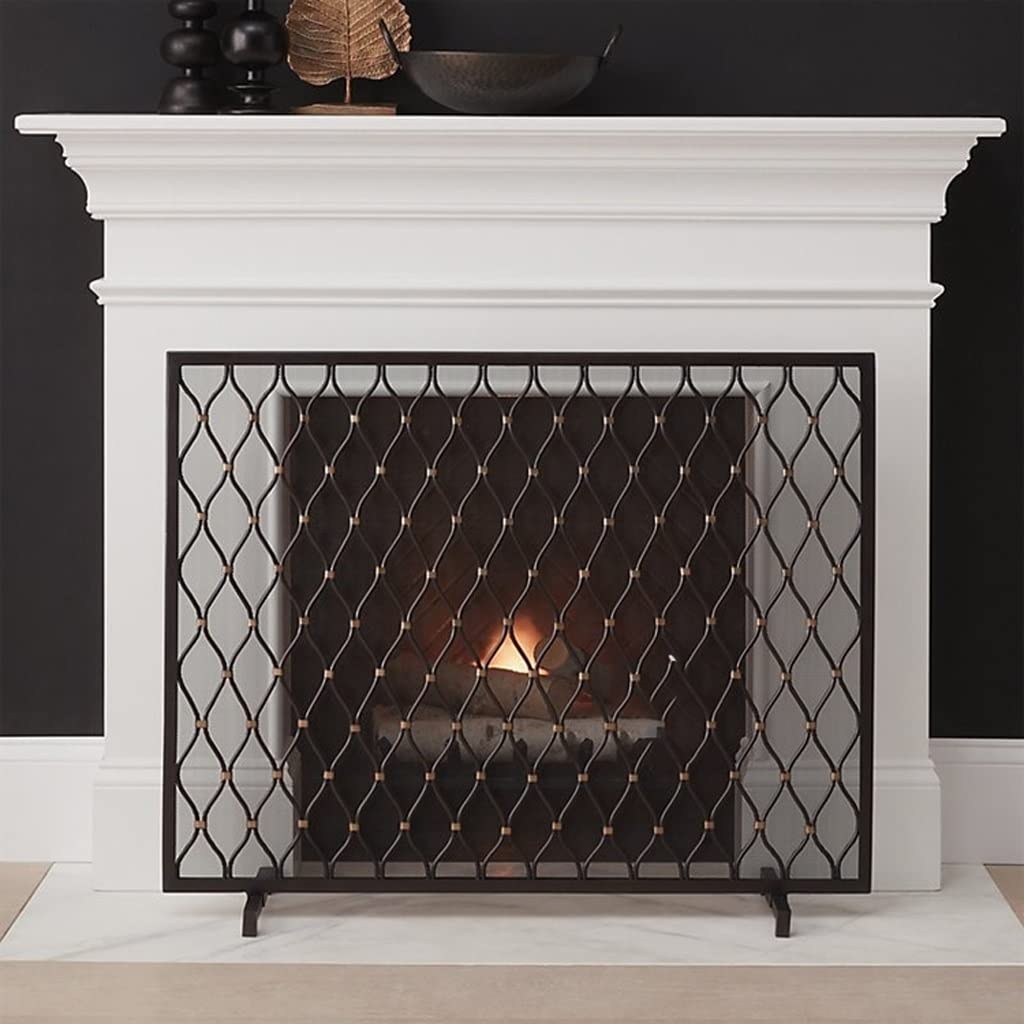 Parascintille per Camino Parascintille in Stile Europeo Semplice in Ferro battuto Parascintille Decorativo Nero per Pavimento Paravento per Soggiorno Casa Parapetto in Ferro battut(