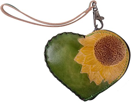 1 Pcs Leather Zipper Coin Purse Heart Shaped Wallet, Wrist Bag,Coin Organizer, Change Holder,Card Case, Mini Leather Zipper Storage Bag for Women